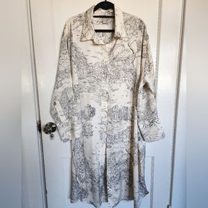 H&M Print Long Sleeve Satin like long Dress XXL